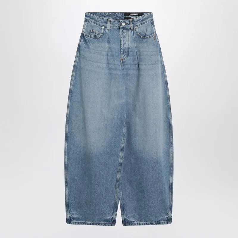 JACQUEMUS Blue Ovalo jeans with curved cut sold by Lord & Taylor