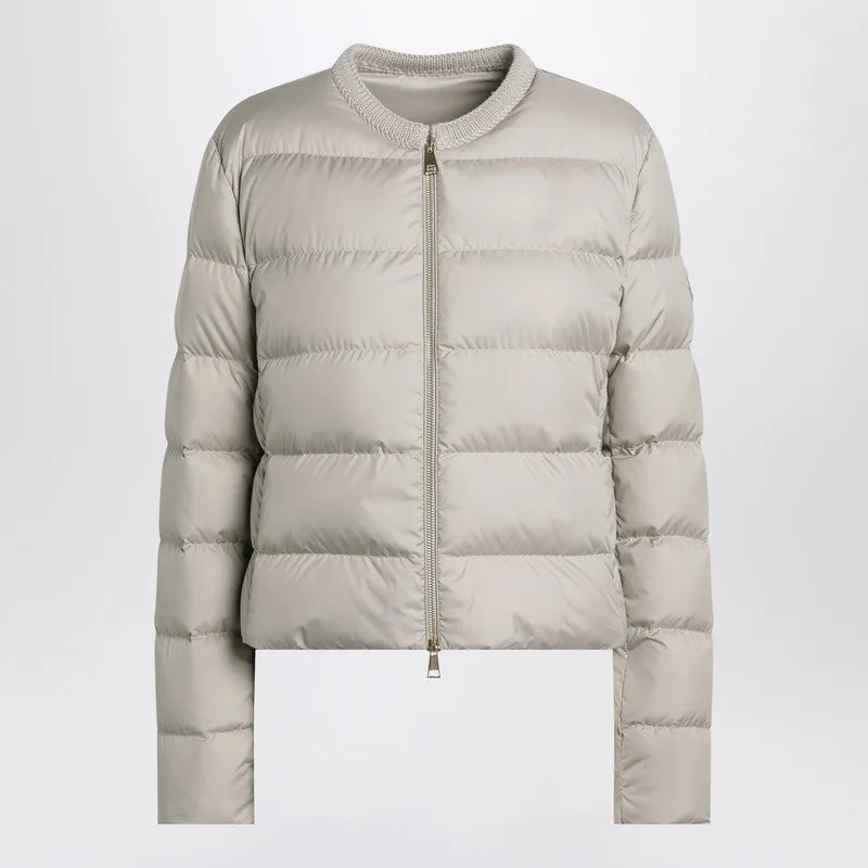 Moncler Light beige short zip-up puffer jacket sold by Lord & Taylor