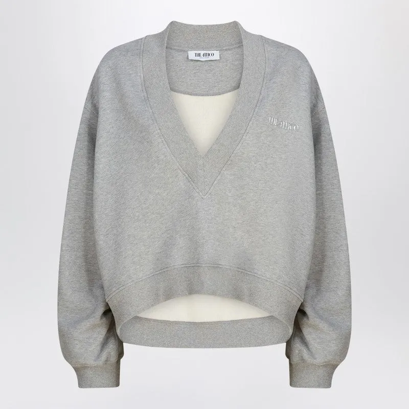 The Attico Grey mélange cotton sweatshirt with logo sold by Lord & Taylor
