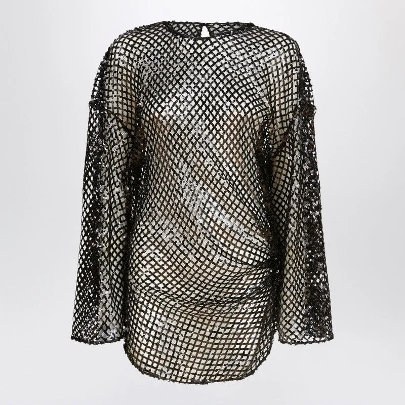 The Attico Black mesh mini dress with sequins sold by Lord & Taylor