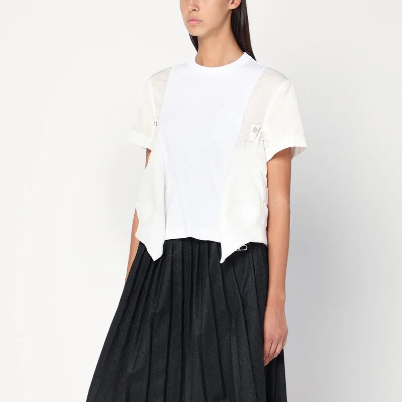 Sacai White cotton and nylon T-shirt sold by Lord & Taylor