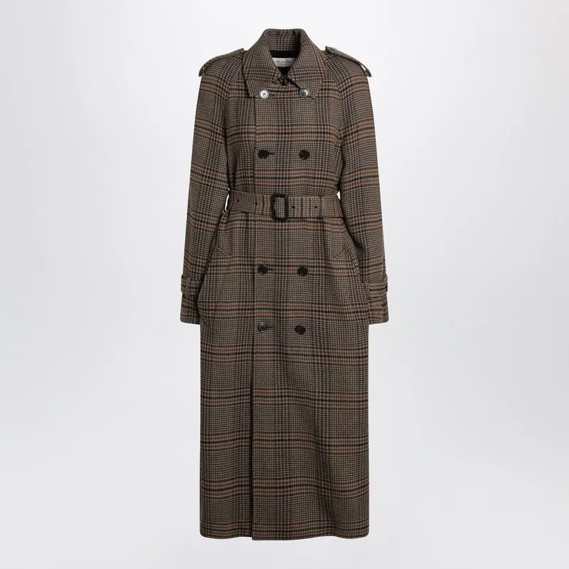 Saint Laurent Double-breasted coat in Prince of Wales wool sold by Lord & Taylor