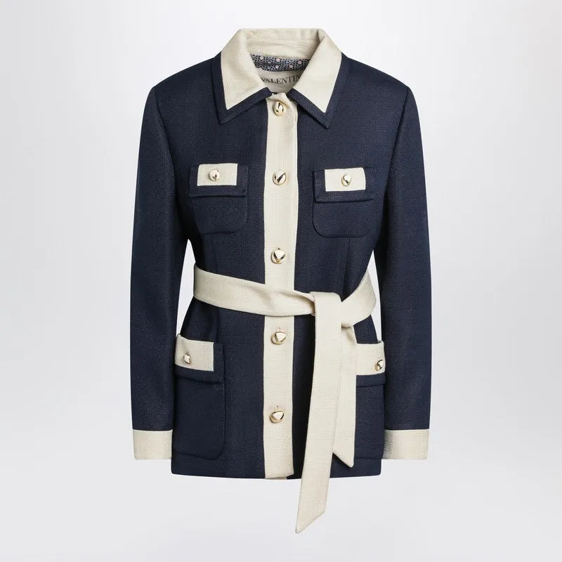 Valentino Blue/ivory jacket with belt sold by Lord & Taylor
