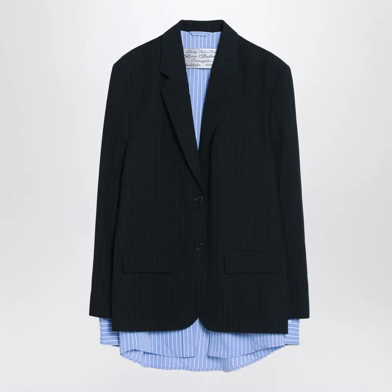 Acne Studios Navy blue single-breasted jacket with shirt detail sold by Lord & Taylor