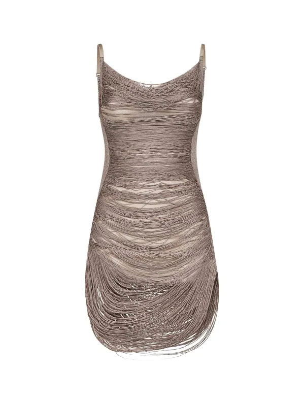 Silver Knit Fringed Mini Dress sold by Lord & Taylor