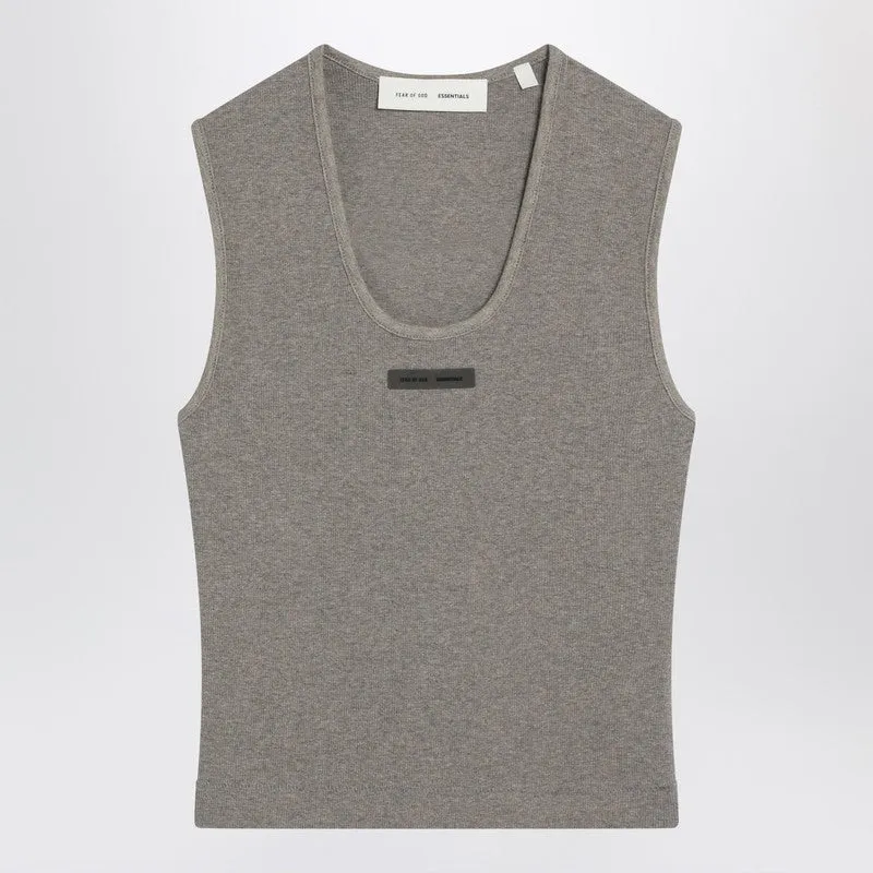 Fear of God Essentials Grey ribbed cotton-blend tank top sold by Lord & Taylor