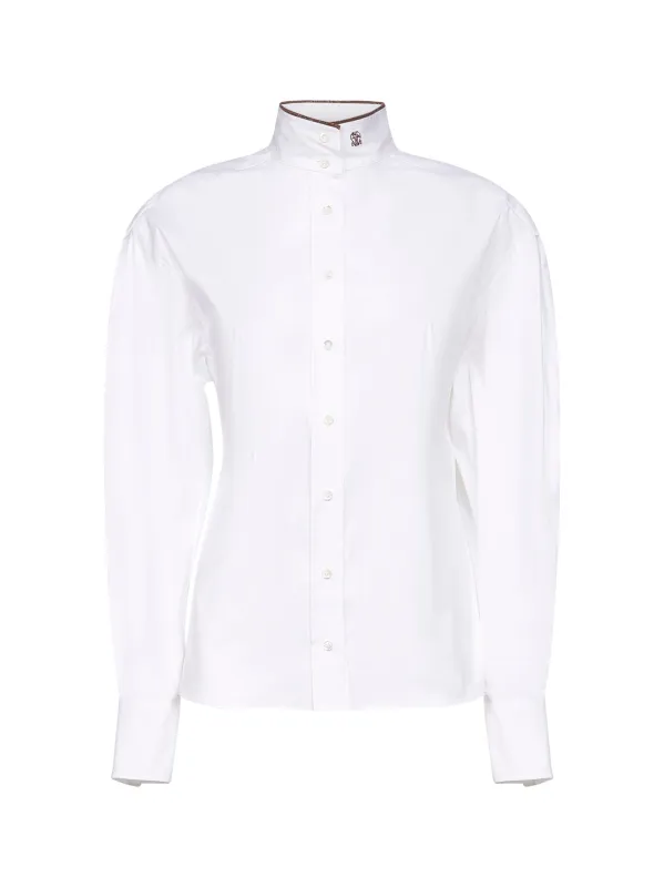 White Shiny Collar Detail Shirt sold by Lord & Taylor