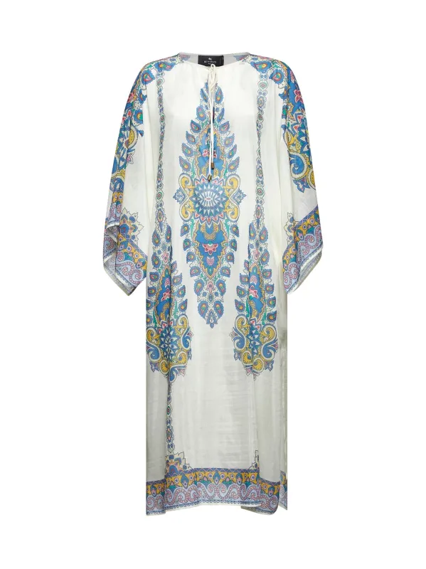 Paisley Print Ivory Muslin Kaftan made by Etro