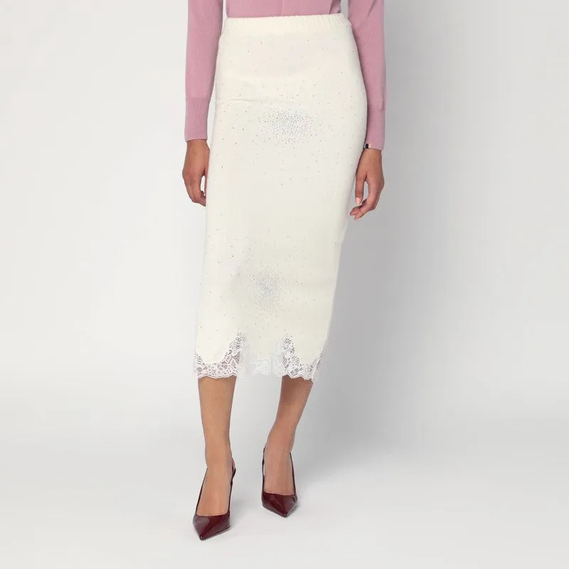 Giuseppe di Morabito Gonna white tube with lace and rhinestones sold by Lord & Taylor