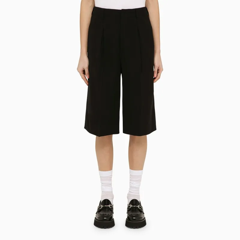 Ami Paris Black wool-blend bermuda shorts sold by Lord & Taylor