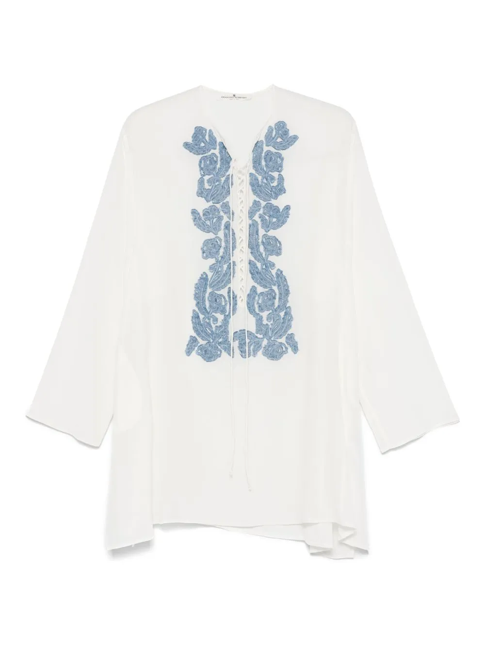 Ermanno Scervino Short kaftan with handmade floral appliqués sold by Lord & Taylor