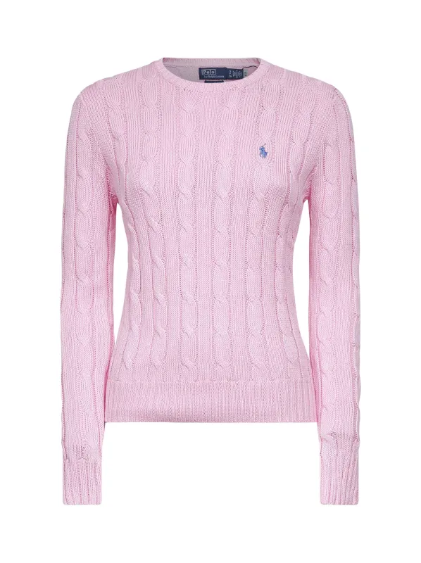 Pink Cable-Knit Cotton Crewneck Sweater sold by Lord & Taylor