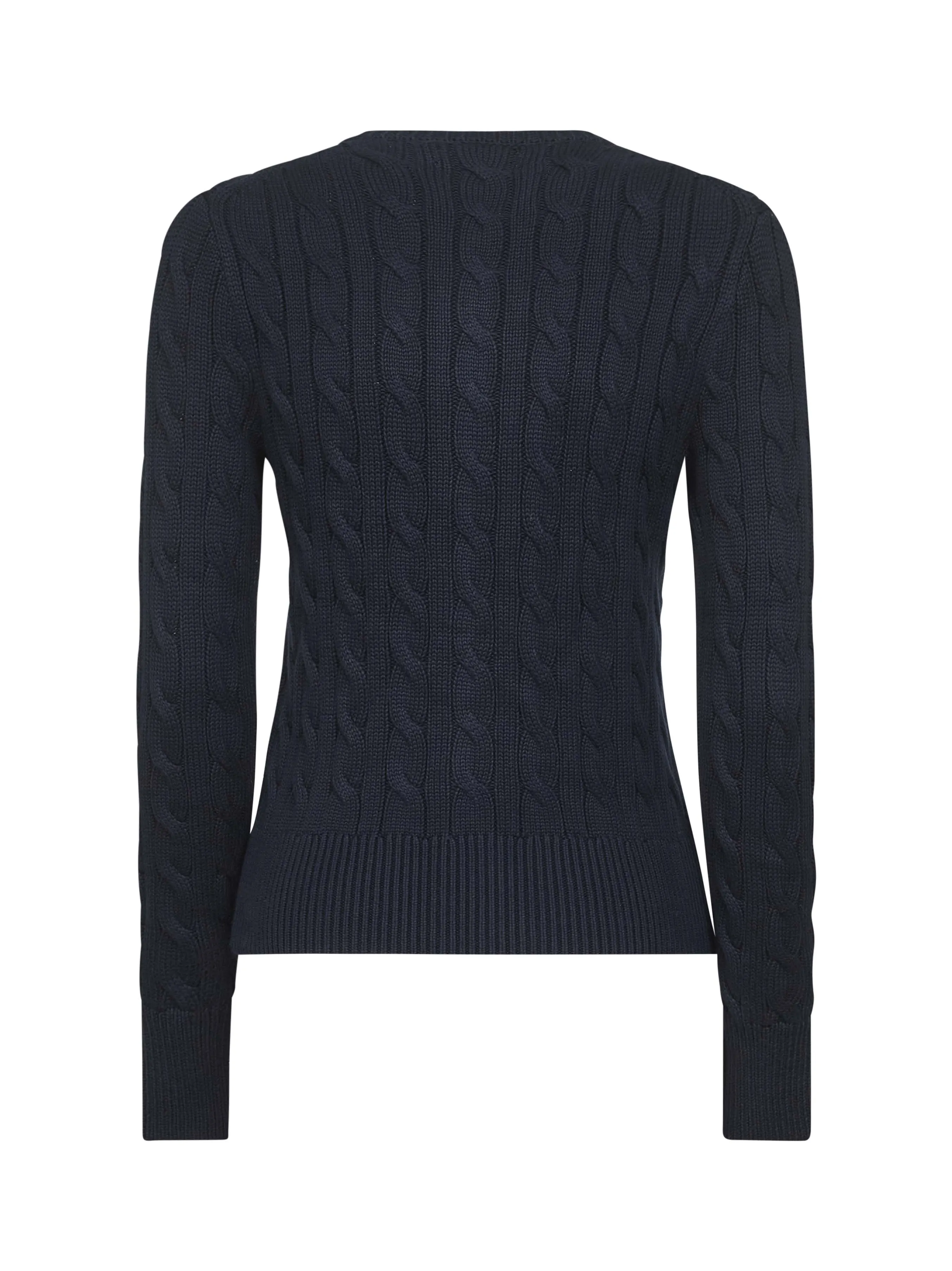 Blue Cable-Knit Cotton Crewneck Cardigan sold by Lord & Taylor product image thumbnail 2