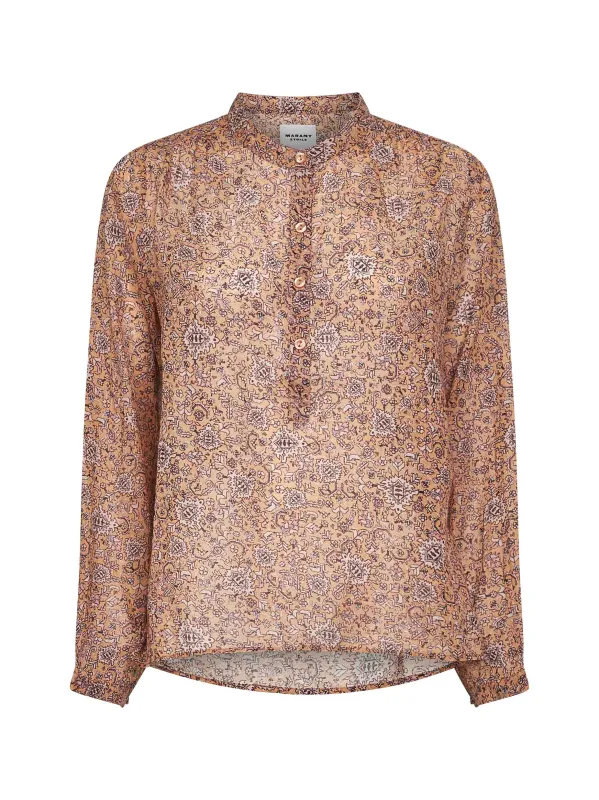 Rust Printed Cotton Voile Maria Blouse made by Isabel Marant