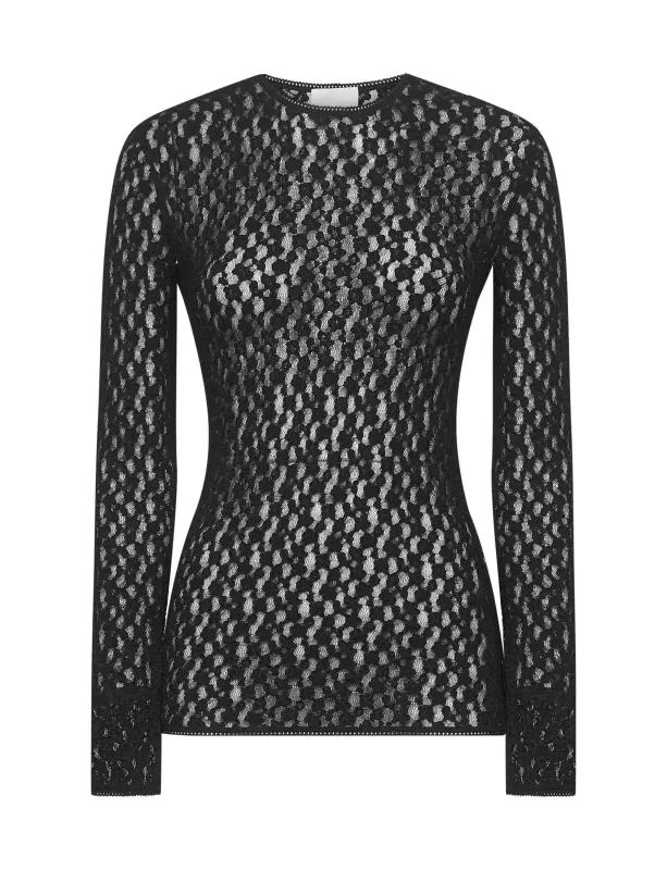 Black Lace Gaelle Long-Sleeved Top sold by Lord & Taylor