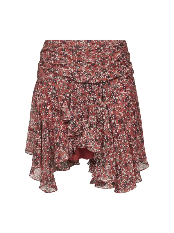 Rust Printed Georgette Berenicia Miniskirt made by Isabel Marant