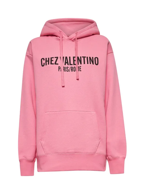 Pink Chez Valentino Print Hoodie sold by Lord & Taylor