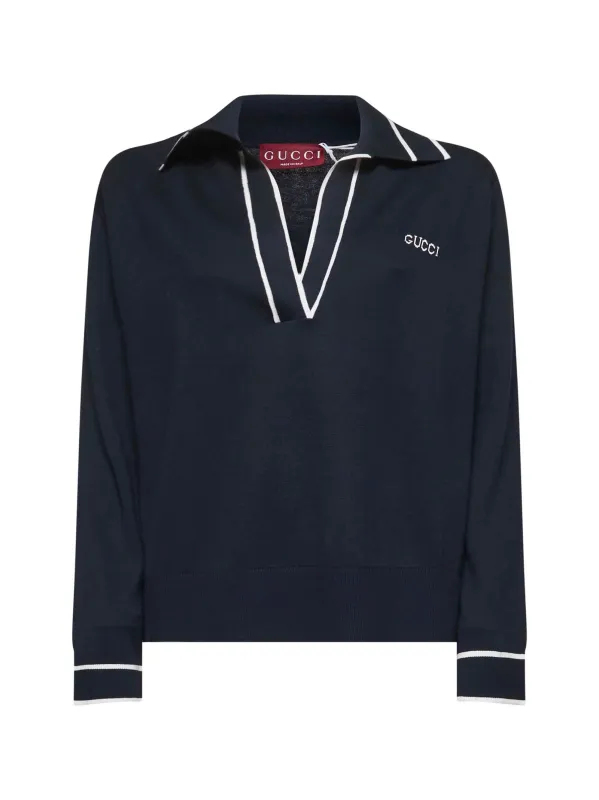 Blue Gucci Itarsia Polo Shirt sold by Lord & Taylor