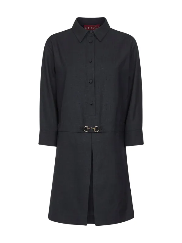 Gray wool shirt dress with Horsebit sold by Lord & Taylor