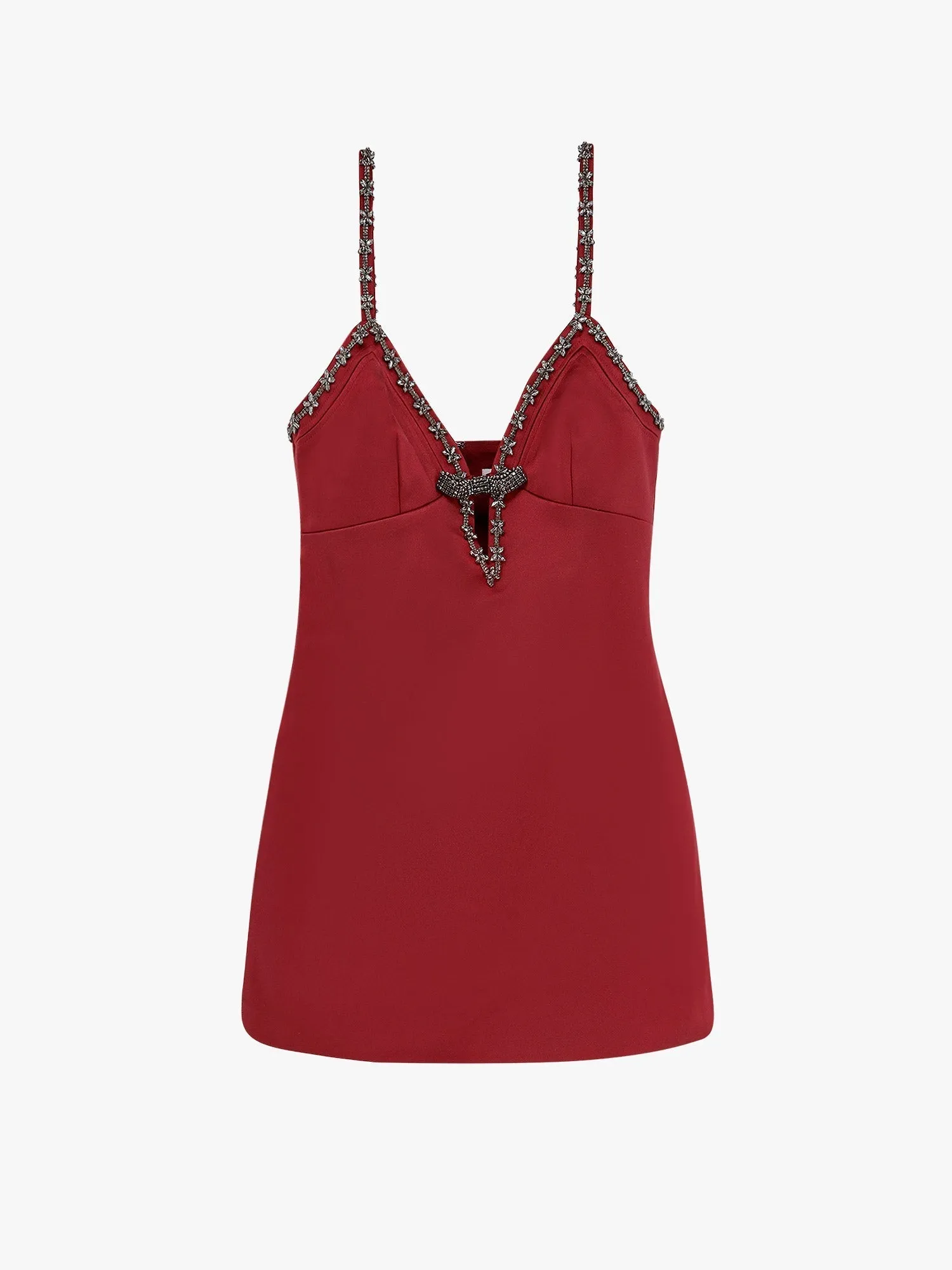 Satin mini dress with jewel details sold by Lord & Taylor