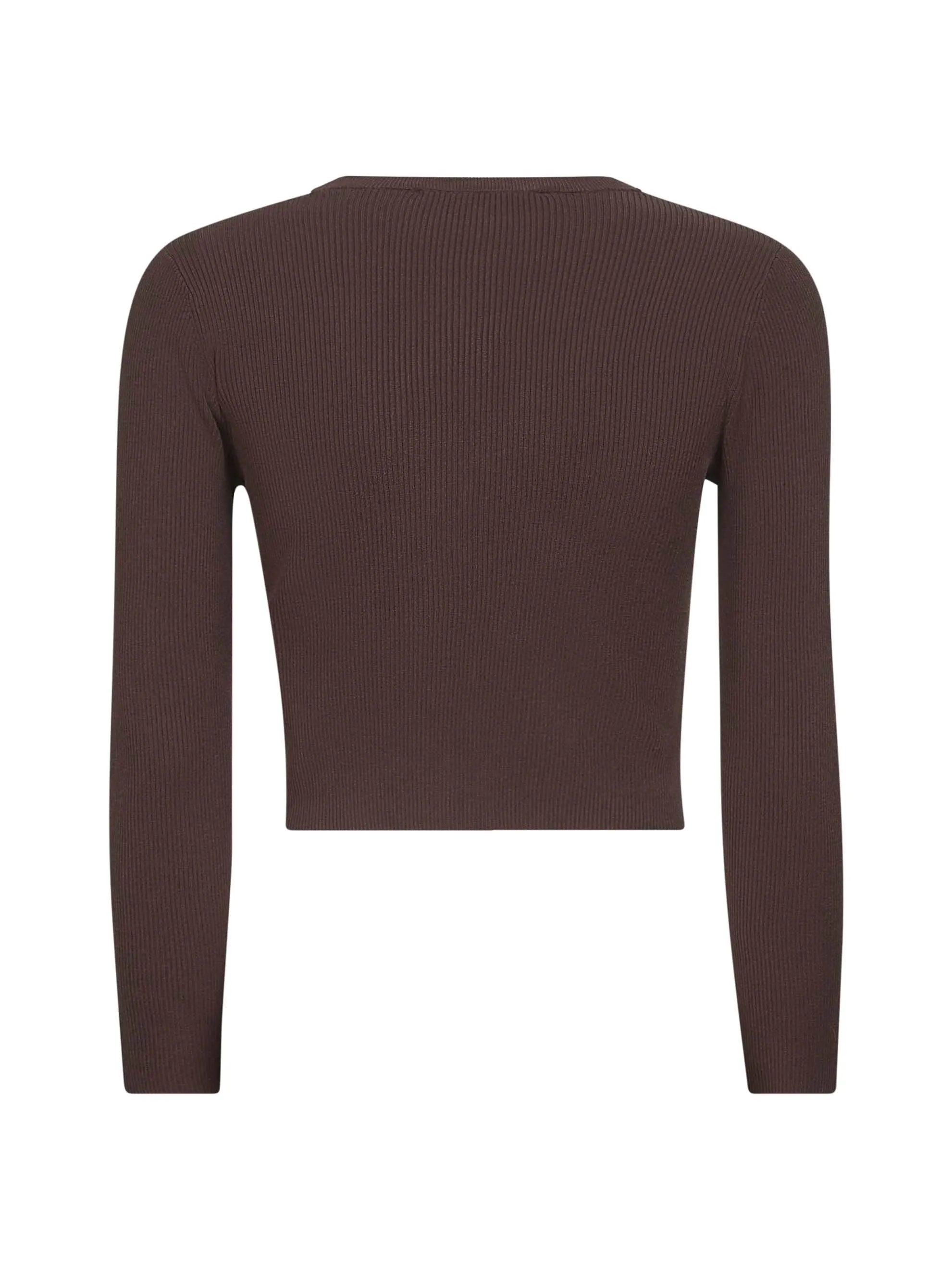 Brown Crêpe Viscose Cropped Cardigan sold by Lord & Taylor product image thumbnail 2