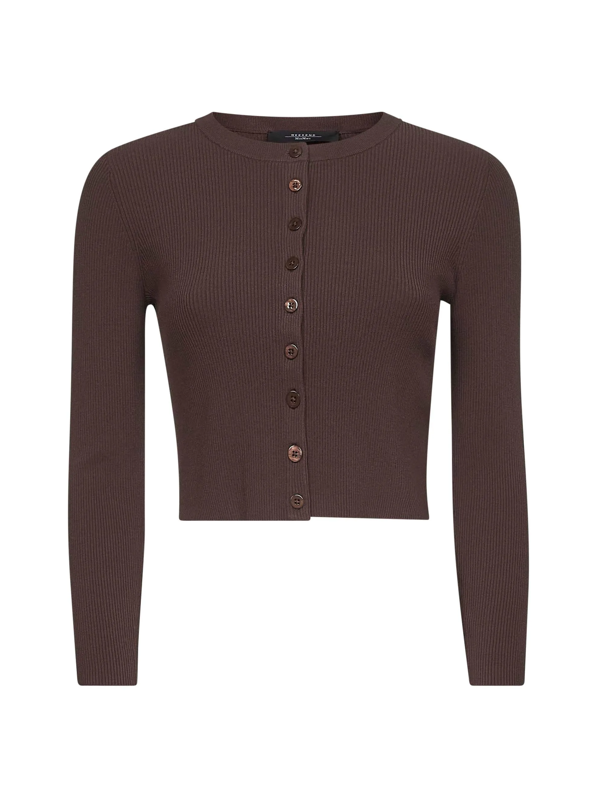 Brown Crêpe Viscose Cropped Cardigan sold by Lord & Taylor