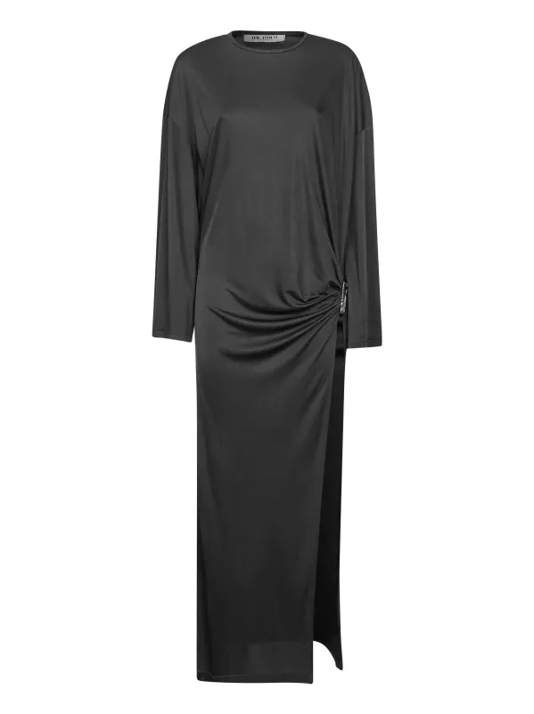Grey Shiny Jersey Midi Dress sold by Lord & Taylor