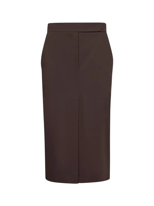 Brown Stretch Cady Midi Pencil Skirt sold by Lord & Taylor