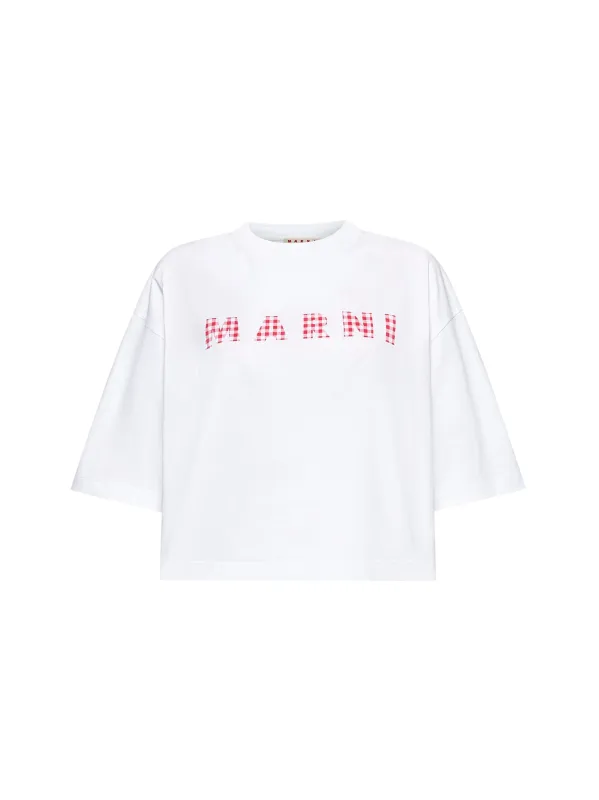 White Jersey T-Shirt with Marni Logo sold by Lord & Taylor