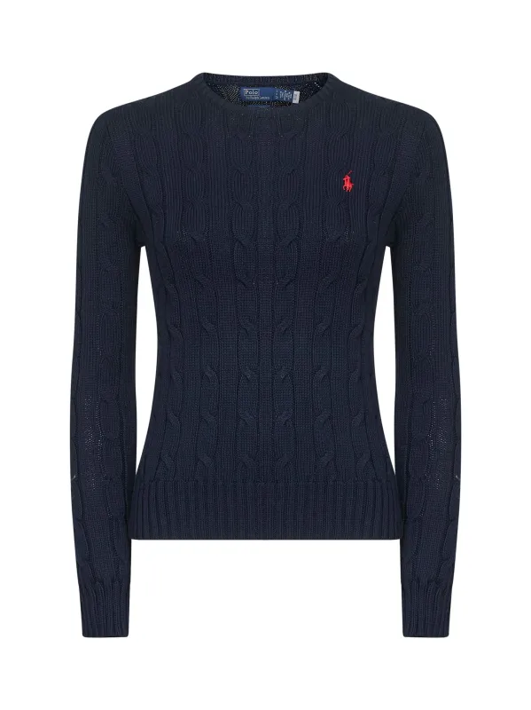 Blue Cable-Knit Cotton Crewneck Sweater sold by Lord & Taylor