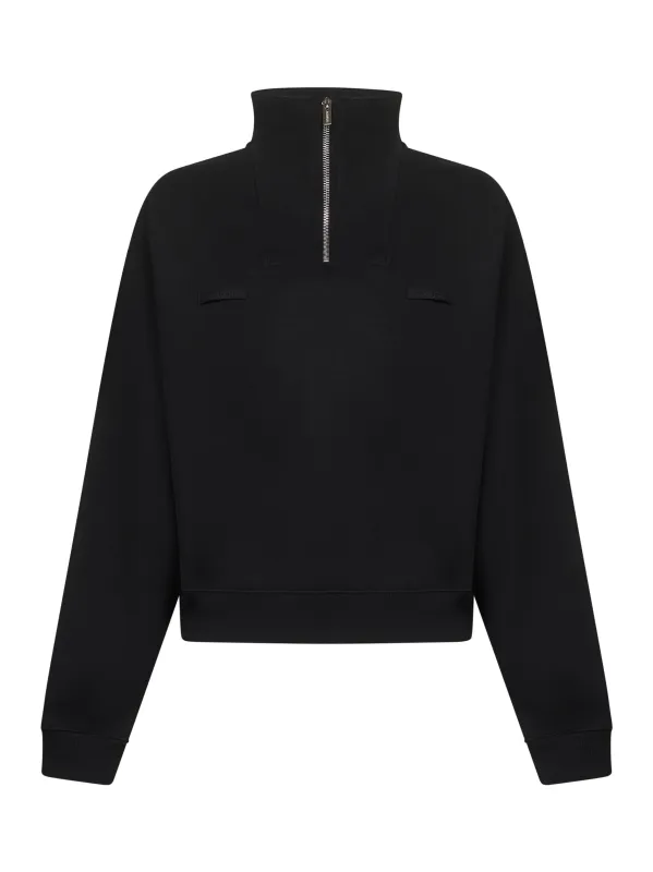 Black Gros Grain Zipped Rollneck Sweatshirt sold by Lord & Taylor