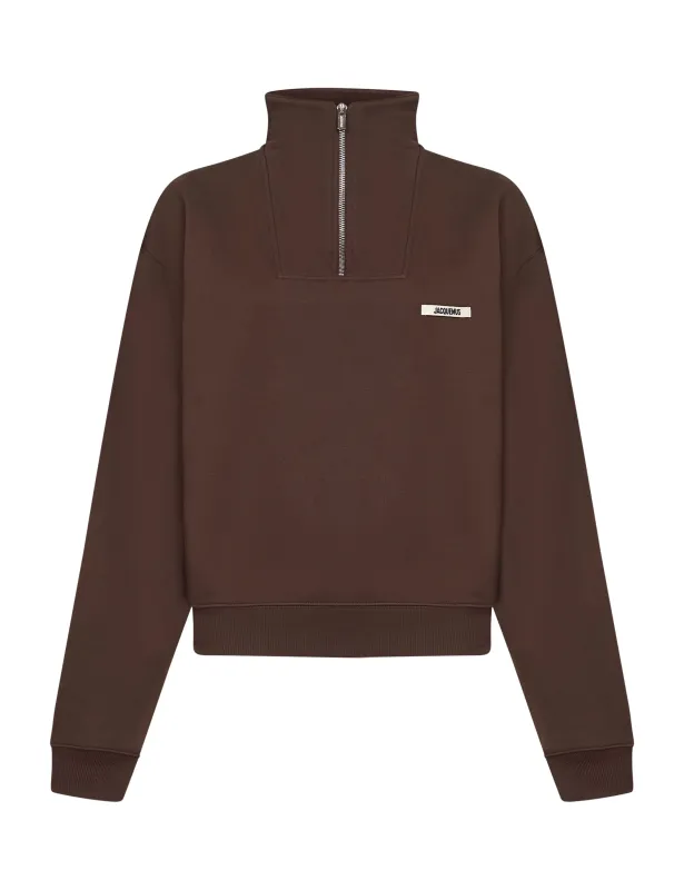 Brown Gros Grain Zipped Rollneck Sweatshirt sold by Lord & Taylor