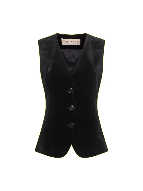 Onyx Stretch Velvet Galky Vest sold by Lord & Taylor