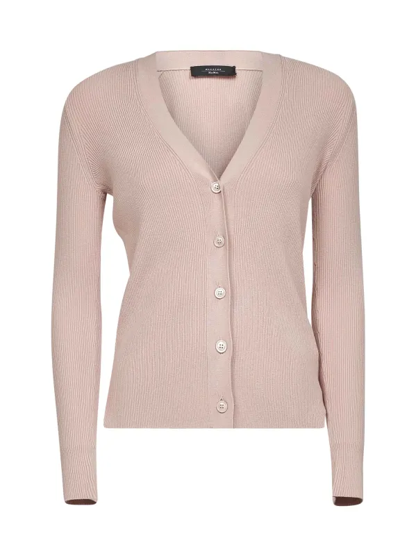 Powder Ribbed Knit V-Neck Cardigan made by MaxMara