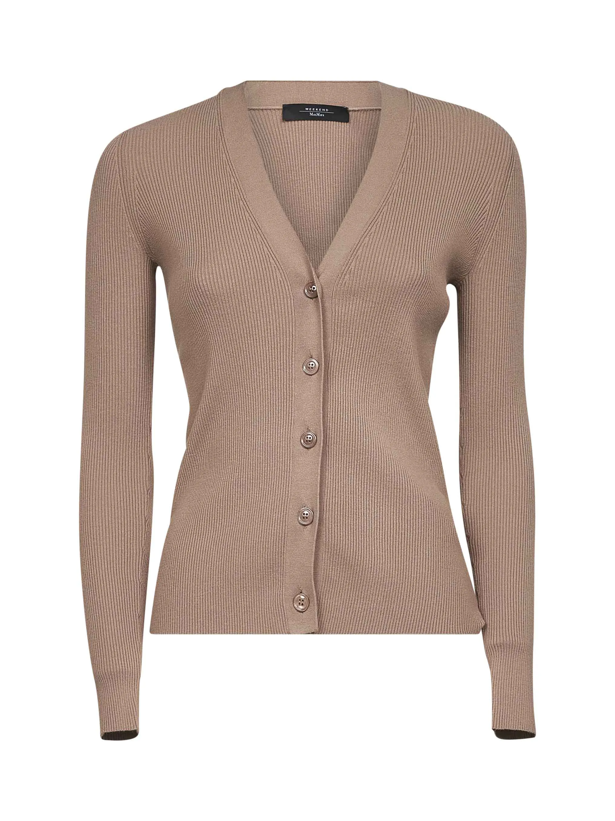 Brown Ribbed Knit V-Neck Cardigan sold by Lord & Taylor