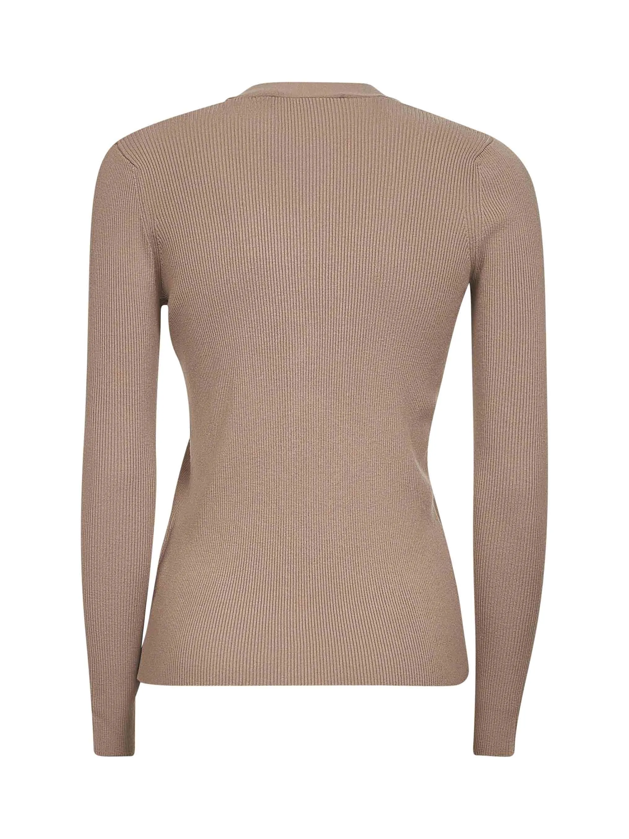 Brown Ribbed Knit V-Neck Cardigan sold by Lord & Taylor product image thumbnail 2