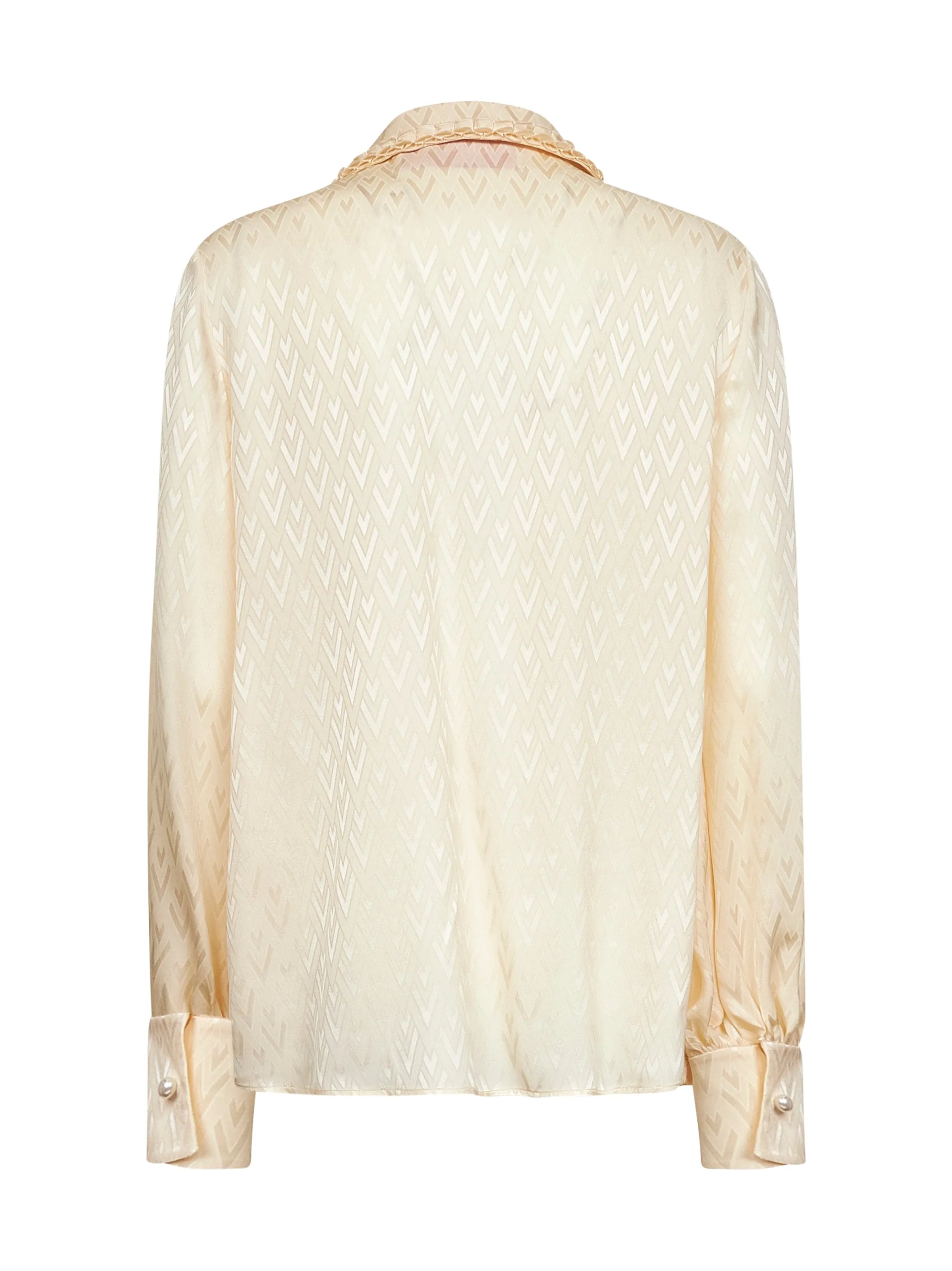 Ivory Silk Jacquard Toute la V Shirt sold by Lord & Taylor product image thumbnail 2