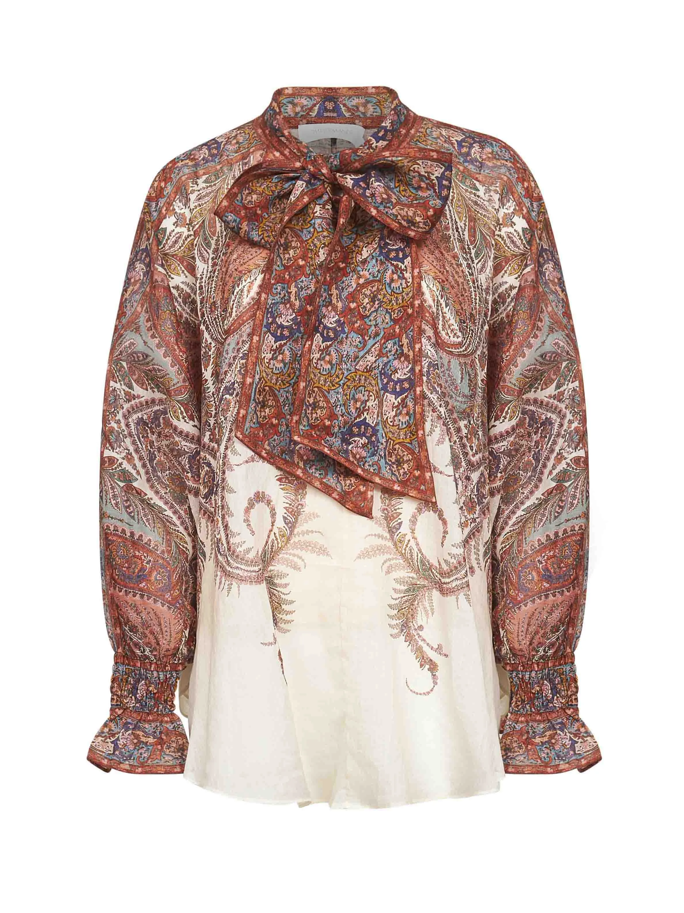 Cream Paisley Rhiannon Tie Neck Blouse sold by Lord & Taylor