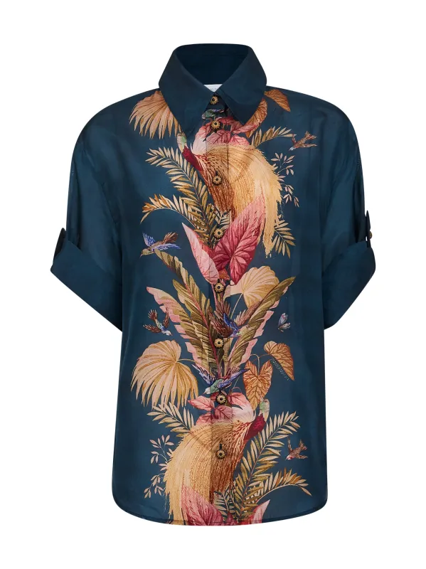 Blue Palm Floral Silk Shirt sold by Lord & Taylor