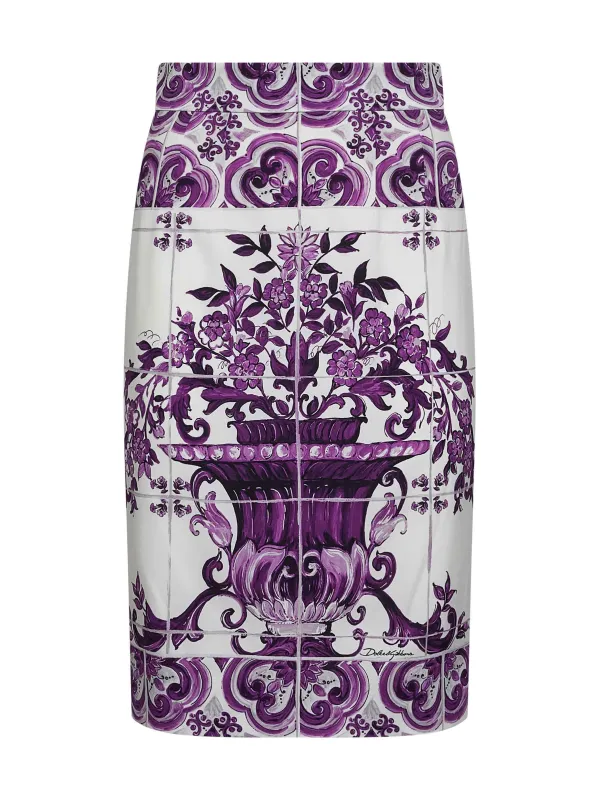 Maiolica Print Stretch Silk Skirt sold by Lord & Taylor
