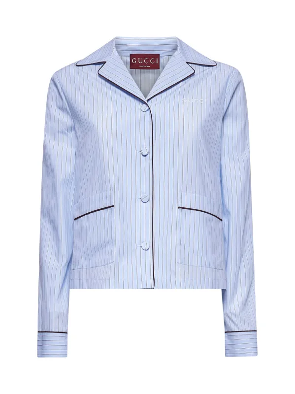 Light Blue Striped Cotton Embroidered Shirt sold by Lord & Taylor