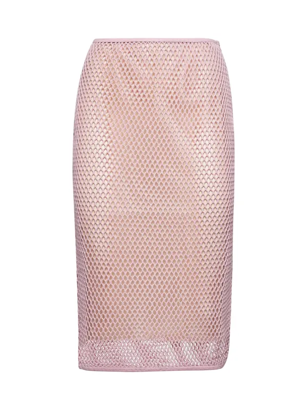 Pink mesh cotton pencil skirt sold by Lord & Taylor