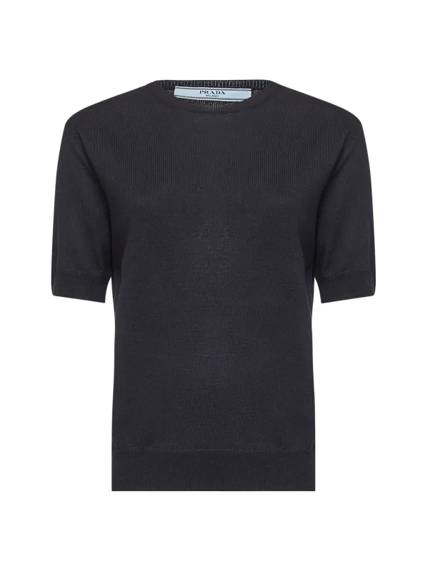 Blue Wool Crewneck Sweater made by Prada