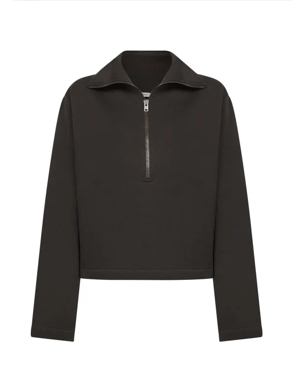 Grey Wool and Cotton Half-Zip Sweatshirt sold by Lord & Taylor