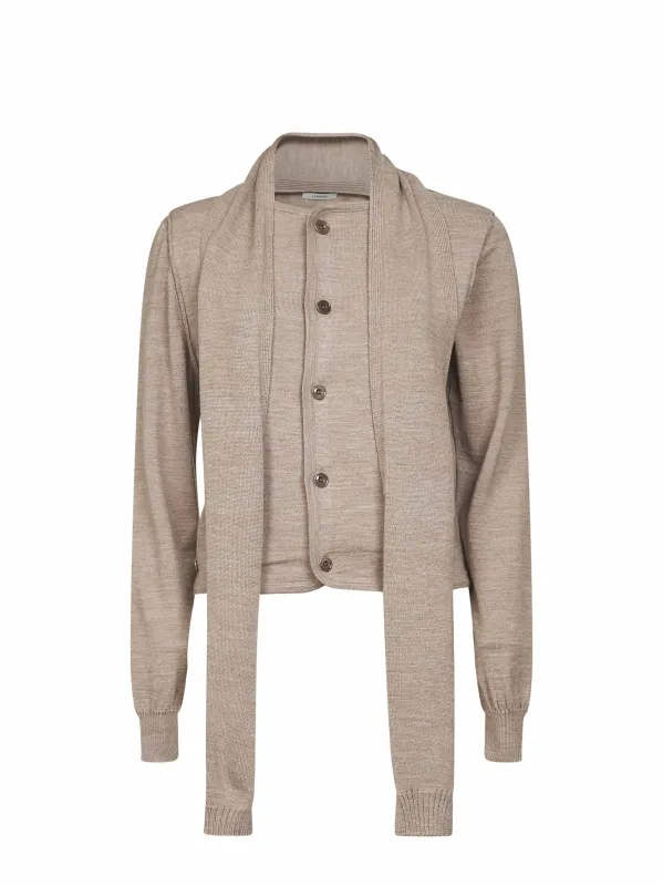 Beige Twisted Cardigan with Scarf sold by Lord & Taylor