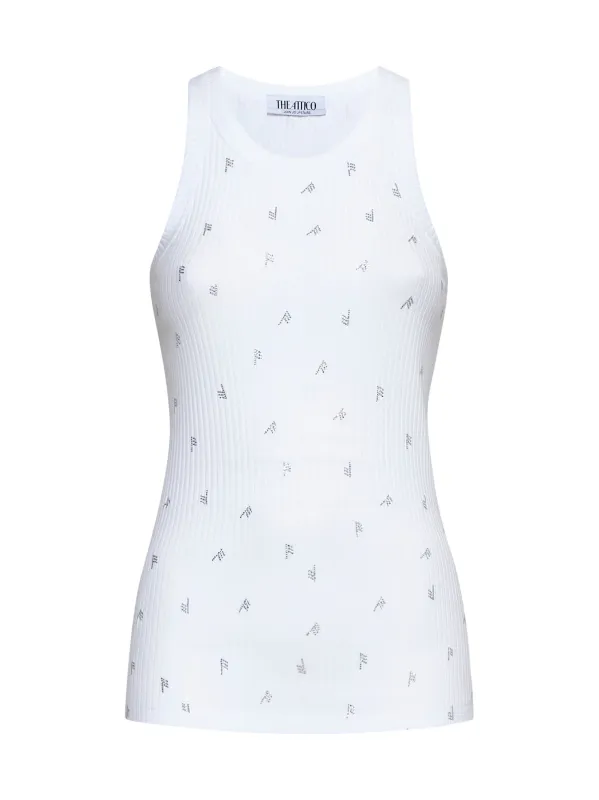 White Ribbed Logo Hotfix Top sold by Lord & Taylor