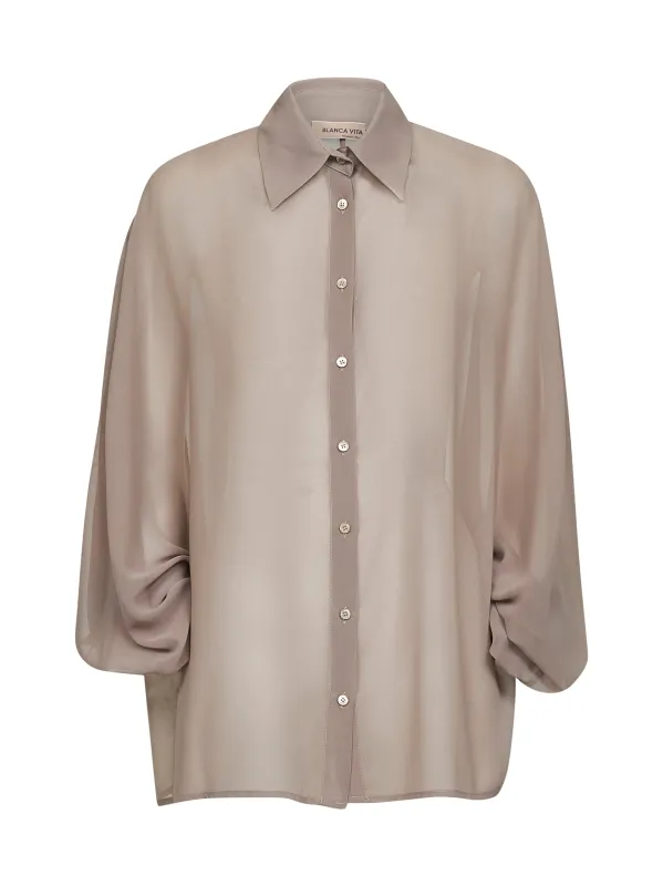 Stone georgette Cucumber shirt sold by Lord & Taylor