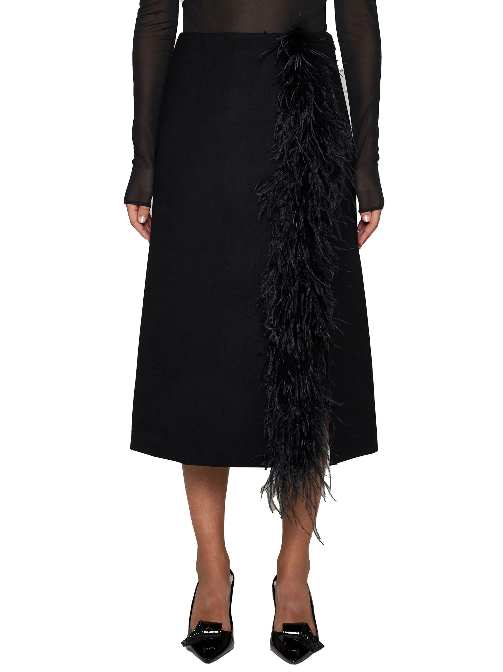 Prada Feathers Wool Midi Skirt sold by Lord & Taylor product image thumbnail 3