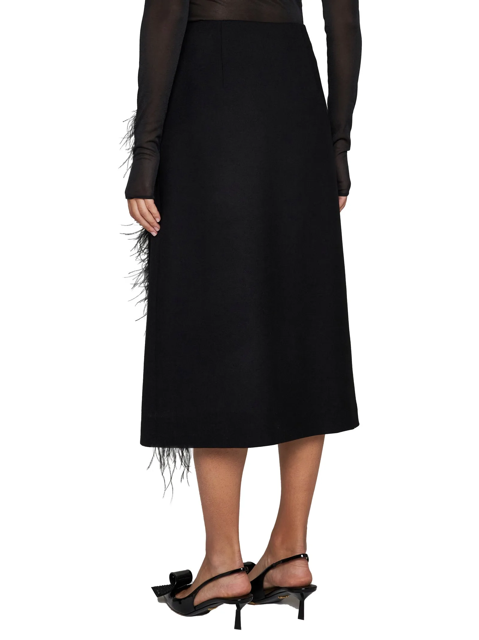 Prada Feathers Wool Midi Skirt sold by Lord & Taylor product image thumbnail 4