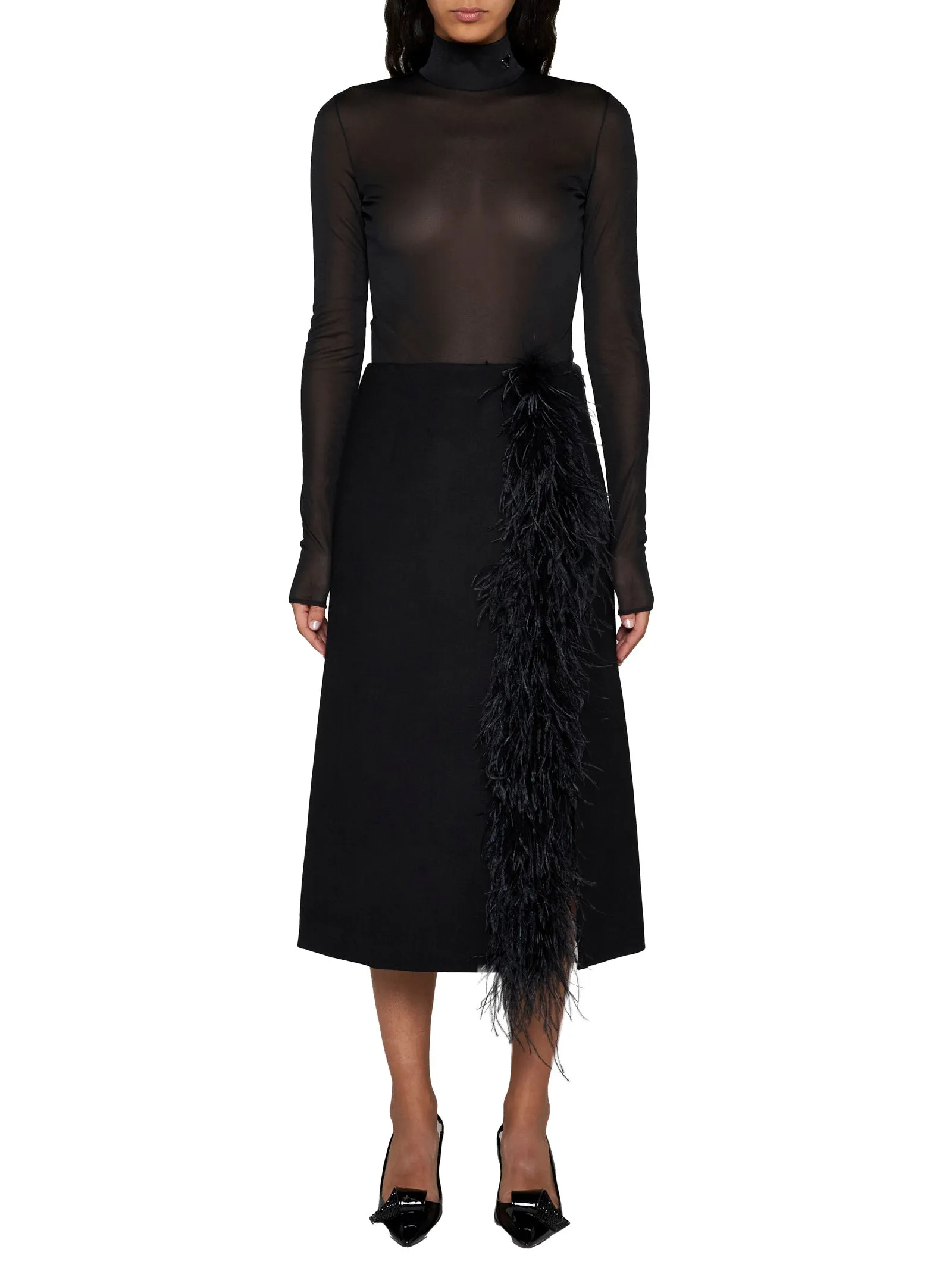Prada Feathers Wool Midi Skirt sold by Lord & Taylor product image thumbnail 2